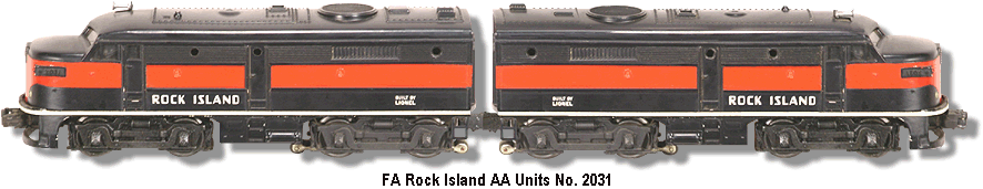 Lionel Trains Rock Island FA Diesel double A units No. 2031