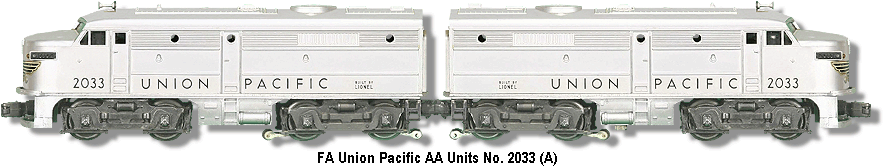 Lionel Trains Union Pacific FA Diesel double A units No. 2033 Variation A