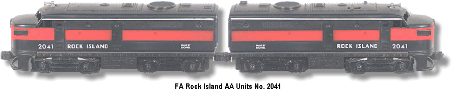 Lionel Trains Rock Island FA Diesel double A units No. 2041