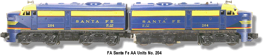 Lionel Trains Santa Fe FA Diesel AA Units No. 204