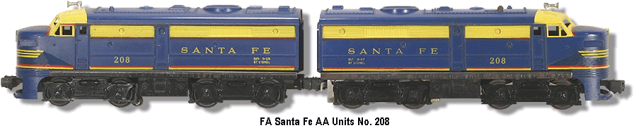 Lionel Trains Santa Fe FA Diesel AA Units No. 208