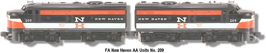 Lionel Trains New Haven FA Diesel double A units No. 209