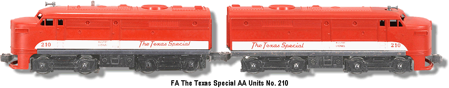 Lionel Trains The Texas Special FA Diesel double A units No. 210