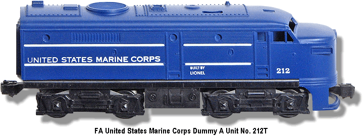 Lionel Trains United States Marine Corps FA A Unit No. 212T