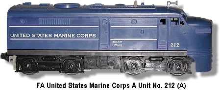 Lionel Trains United States Marine Corps FA A Unit No. 212 Variation A
