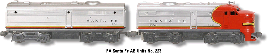 Lionel Trains Santa Fe FA Diesel AB units No. 223