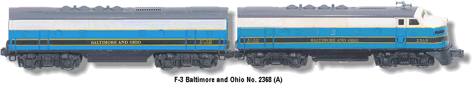 Lionel Trains Baltimore & Ohio AB Units No. 2368 Variation A