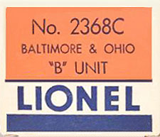 No. 2368C Dummy B Unit Late Classic Box End