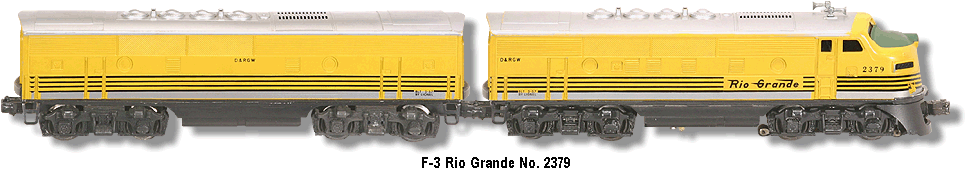 Lionel Trains Rio Grande F-3 Diesel No. 2379 AB Units