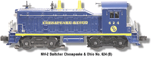 Lionel Trains Chesapeak & Ohio NW-2 Diesel Switcher No.624 Variation B
