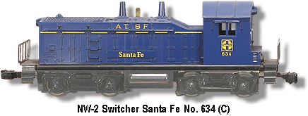Lionel Trains Santa Fe NW-2 Diesel Switcher No. 634 Variation C
