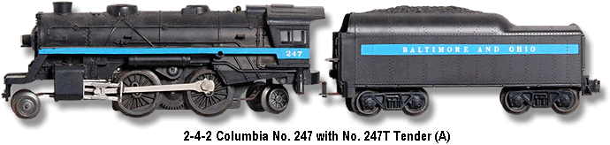 Lionel Trains Locomotive No. 247 with 247T Tender Variation A