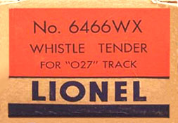 Box End for No. 6466WX Tender